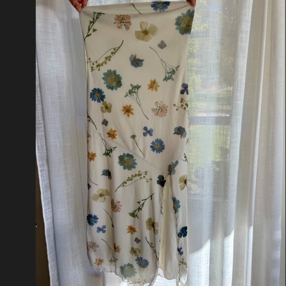 Urban Outfitters Samarah Mesh Strapless Floral Bodycon Midi Dress Size M - Picture 2 of 2